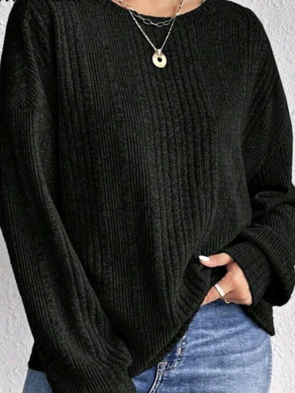 Black Textured Sweater